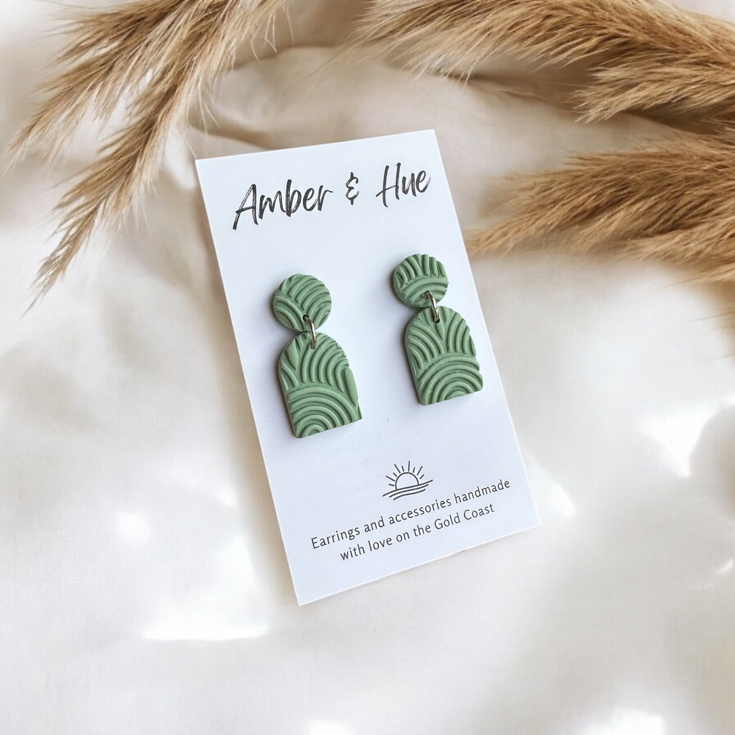 Sage Geen Arch Small Textured Dangle Earrings