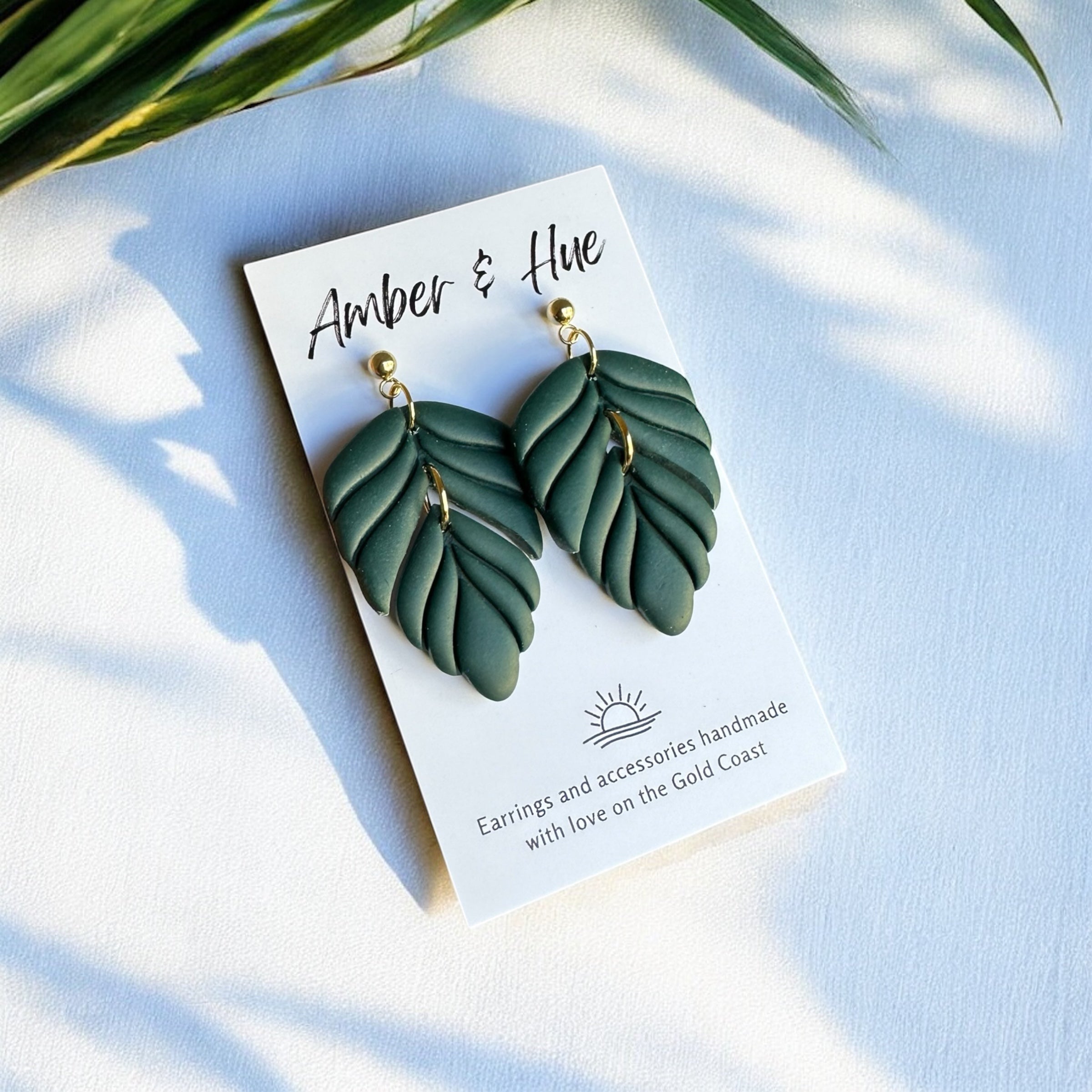 Bottle Green and Gold Heavenly Dangle Earrings