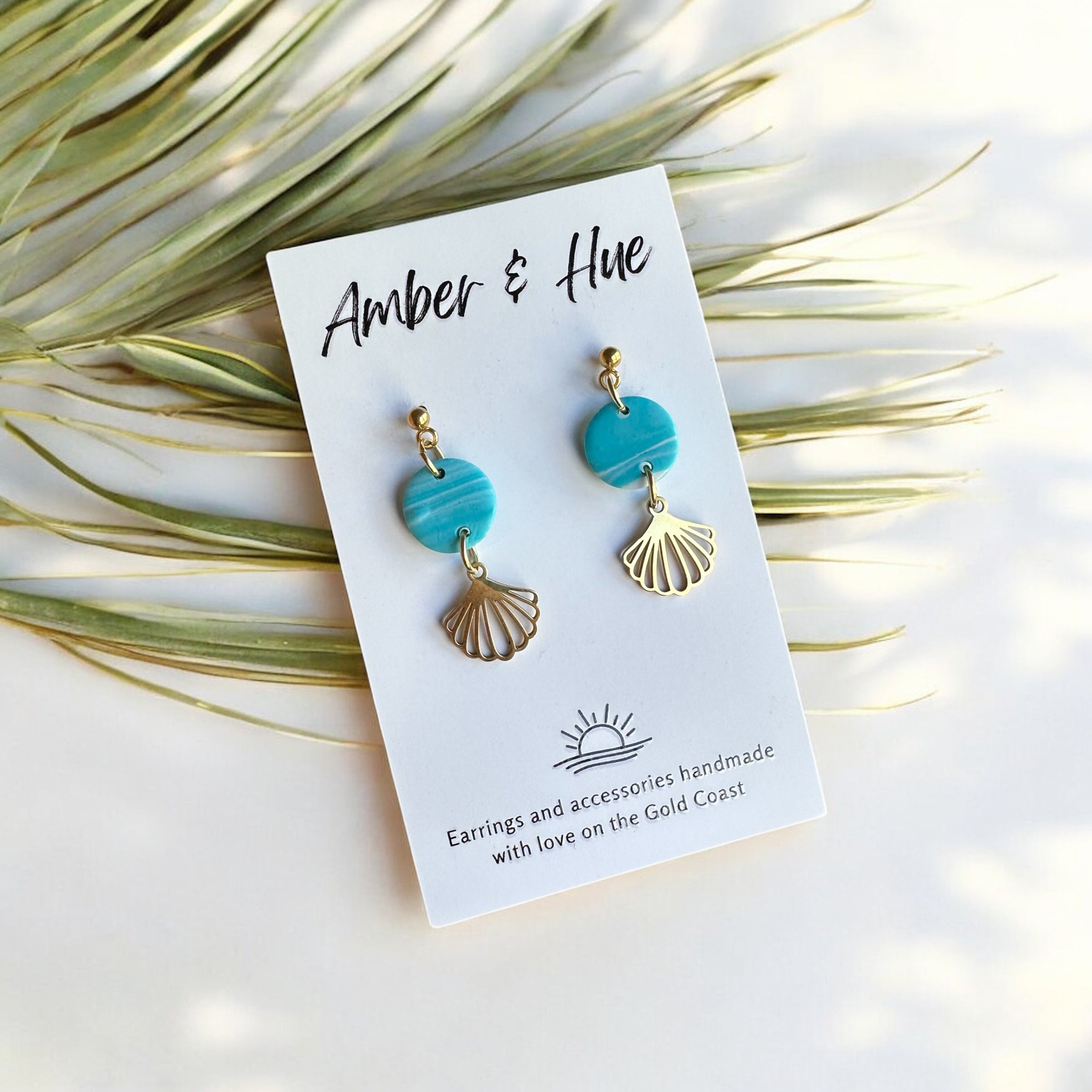 Sapphire Seashell Dangle Earrings